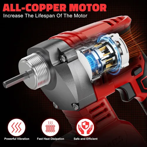 Miniatura 3 de LIVOWALNY Herramienta vibradora de hormigón de mano compatible con batería Milwaukee de 18 V (sin batería), vibrador eléctrico inalámbrico