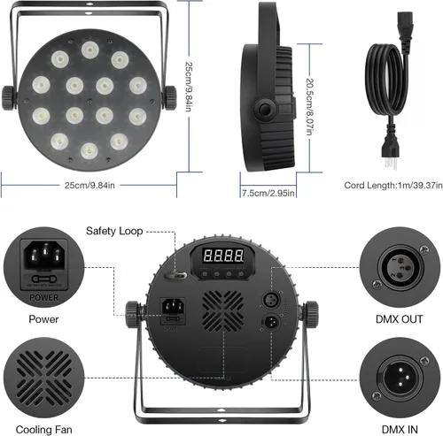 Miniatura 6 de Luces LED Par de escenarios: 100 W regulables de doble efecto 10 anillos LED rodeado de 14 RGBW Par Can - Control remoto y DMX - para fiesta de DJ