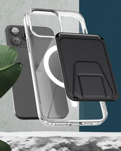 Miniatura 8 de ENCASED Funda transparente para iPhone 14 Pro Max con tarjetero compatible con Magsafe Incluye cartera de cuero y protector de pantalla de vidrio