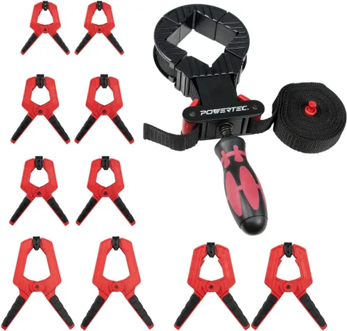 Miniatura 7 de POWERTEC 71017-P2 Abrazadera de banda de liberación rápida Soporte de correa de sujeción para marco de carpintería, 2
