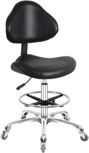 Silla de dibujo giratoria con ruedas, ajustable, resistente (400 libras), soporte lumbar, silla de tareas para escritorio en casa, estudio, Negro