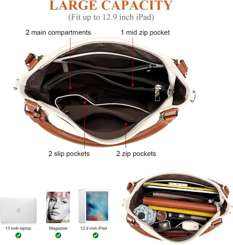 Miniatura 7 de Over Earth Bolsos de cuero suave para mujer, bolso de hombro tipo hobo grande