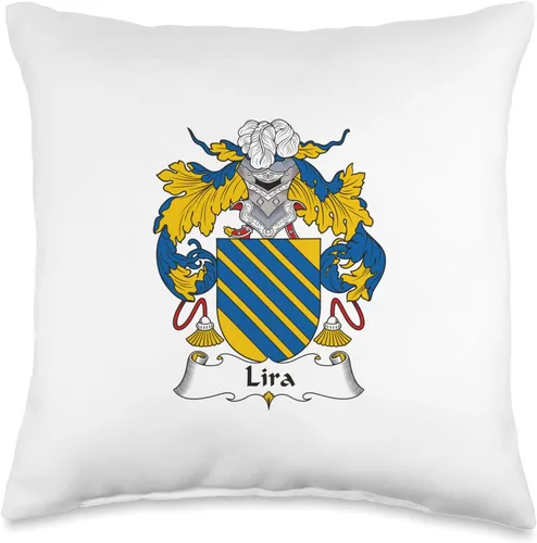 Family Crest and Coat of Arms clothes and gifts Lira - Almohada con escudo familiar, 16 x 16 pulgadas, multicolor