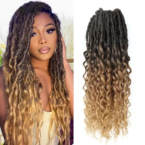Miniatura 69 de Cabello de ganchillo para mujeres negras Goddess Locs de 14 pulgadas 8 paquetes 613 Locs falsos suaves preenganchados trenzas de ganchillo cabello