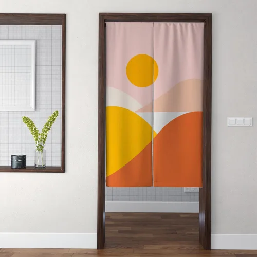 Miniatura 6 de Sun Mountain - Cortina japonesa para puerta, tapiz Noren de arte moderno para colgar en la pared, decoración del hogar, cortinas de tamaños