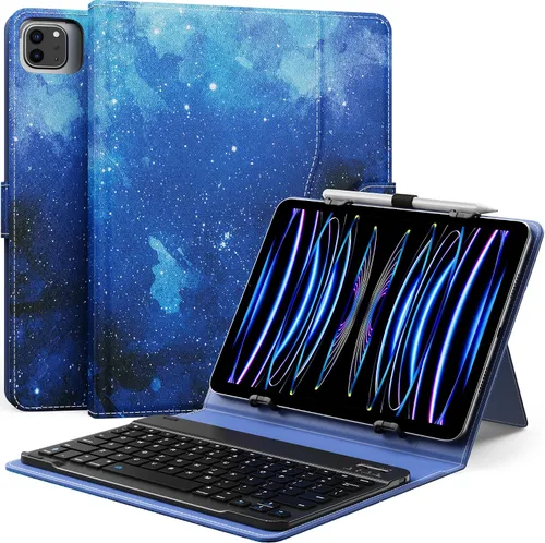Miniatura 13 de MoKo Funda universal para tablet con teclado QWERTY para tablet de 9", 9.7", 10.1", 10.2", 10.4", 10.5", 10.9", con teclado Bluetooth inalámbrico