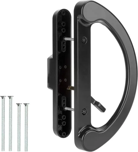 Miniatura 11 de HILLMASTER Juego de manijas para puerta corredera de patio con cerradura de muesca 45° para reemplazo, diseño reversible de estilo de muesca, sin