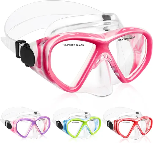 Miniatura 30 de ACQCES Gafas de natación para niños, máscara de buceo para niños y niñas de 5 a 15 años, gafas de natación antivaho de dos colores con cubierta