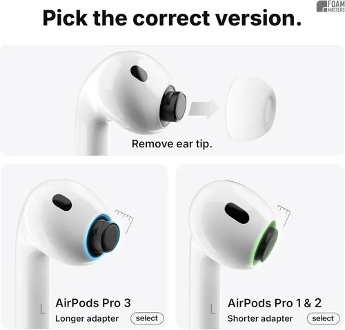 Miniatura 2 de Foam Masters - Almohadillas de espuma viscoelástica para AirPods Pro de 1ª y 2ª generación, cómodas, seguras, mejor cancelación de ruido, versión