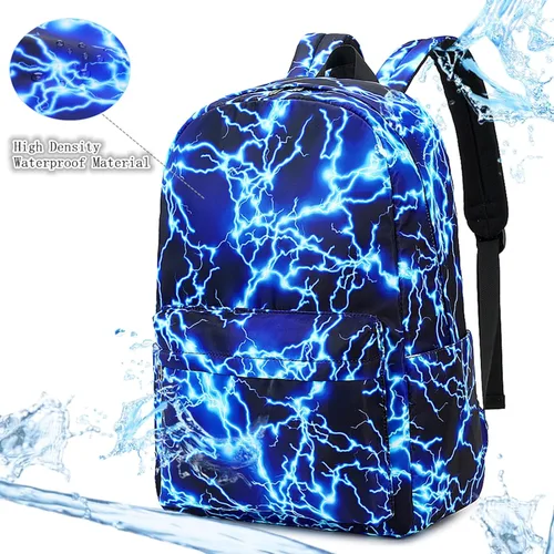 Miniatura 3 de Mochila escolar para niños de mezhsa, para primaria y secundaria, tipo rayo, para portátil, adolescente, impermeable, ligera, 43 cm, 1-azul