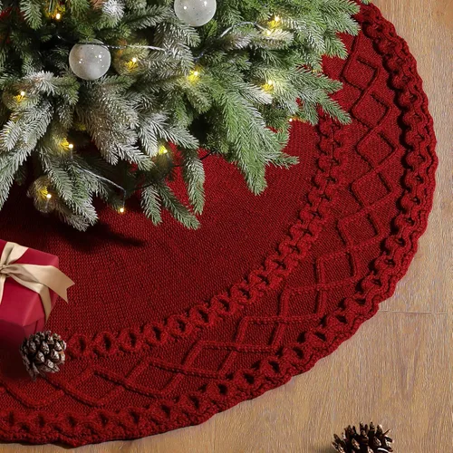 Miniatura 9 de NIBESSER Falda blanca para árbol de Navidad, falda de árbol de piel sintética de 48 pulgadas, alfombra de árbol de lentejuelas con plumas doradas