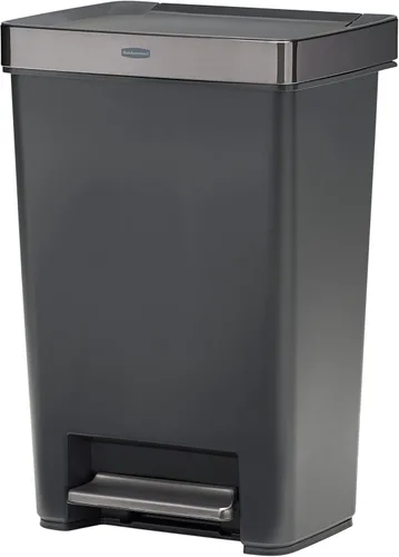 Miniatura 8 de Rubbermaid Serie Premier IV Contenedor de basura con tapa para pisar para el hogar y la cocina, 12.4 galones, tapa de acero inoxidable color carbón