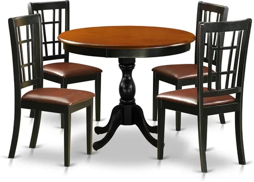 Miniatura 11 de East West Furniture AMNI3-BCH-C - Juego de comedor de 3 piezas para espacios pequeños que contiene una mesa de cocina redonda con pedestal y 2