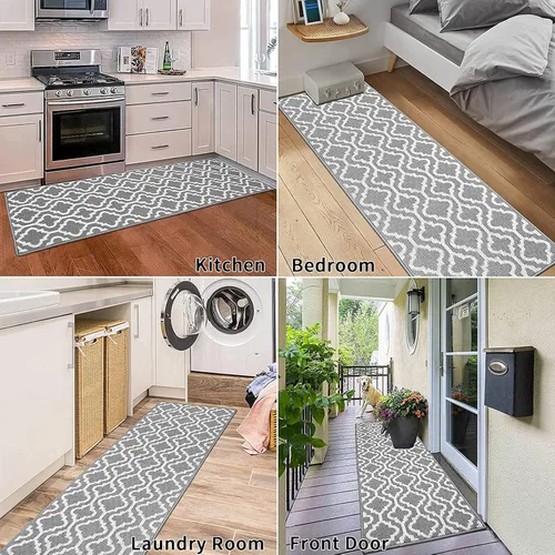 Miniatura 3 de HEBE Alfombra de pasillo lavable de 20"x59" para interiores, alfombra antideslizante para atrapar la suciedad, alfombras de pasillo, alfombrillas