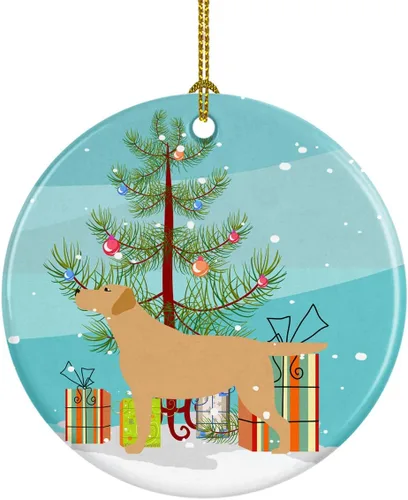Miniatura 63 de Caroline's Treasures Bulldog inglés «Merry Christmas» adorno de cerámica para árbol de Navidad, decoración colgante para el hogar, Navidad, fiestas
