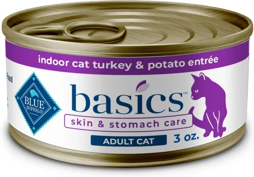 Blue Buffalo Basics - Alimento húmedo para gatos adultos, sin granos, pavo, 3 onzas, 24 unidades