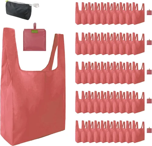 Miniatura 45 de BeeGreen Bolsas de comestibles reutilizables de Navidad con bolsa de almacenamiento con cremallera, paquete de 10 bolsas de compras reutilizables a
