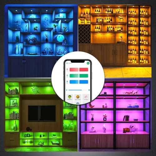 Miniatura 8 de BASON LIGHTING Iluminación RGB para debajo del gabinete, luces de decoración de Halloween, control de aplicación Bluetooth, luces LED de disco