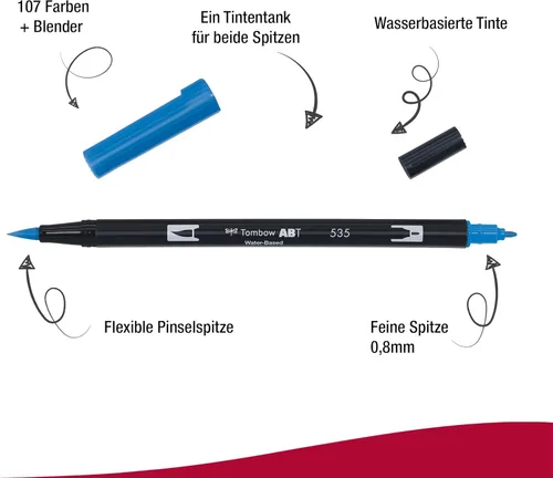 Miniatura 2 de Tombow ABT 535 Rotulador de Pincel Doble - Azul Cobalto 535 Azul cobalto