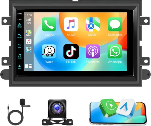 2+64G Radio estéreo para coche para Ford F150 con CarPlay inalámbrico Android Auto 7 "pantalla táctil Bluetooth audio con navegación GPS espejo