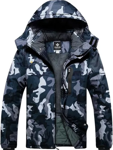 Miniatura 14 de GEMYSE - Chaqueta de esquí para hombre, impermeable, para invierno, con capucha, resistente al viento, cortavientos, para la nieve y la lluvia