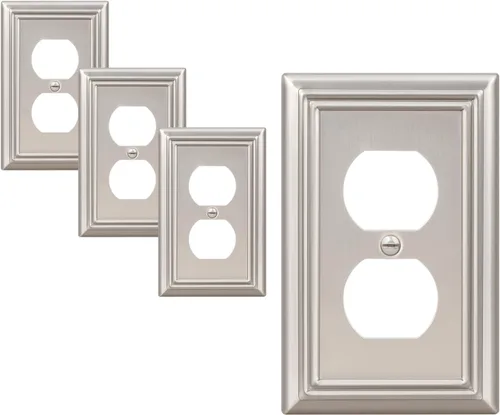 Miniatura 25 de DEWENWILS Paquete de 4 placas de pared de metal, cubierta de interruptor de palanca individual, resistente a la corrosión, níquel cepillado