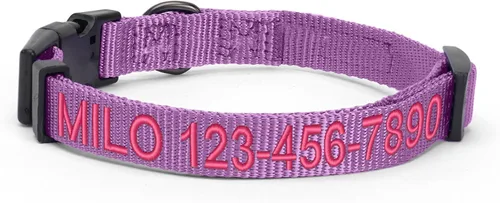 Miniatura 57 de Collar para mascotas Pawtitas, de 6 pies, suave, ajustable, color sólido, de nailon. El collar y arnés a juego para perros y cachorros, se venden