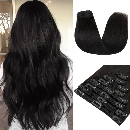 Miniatura 18 de 10 –22 pulgadas doble trama extensiones de cabello 100% humano clip en de trama Grado 7 a calidad Grueso Largo Suave Sedoso recta 8pcs 18 Clips