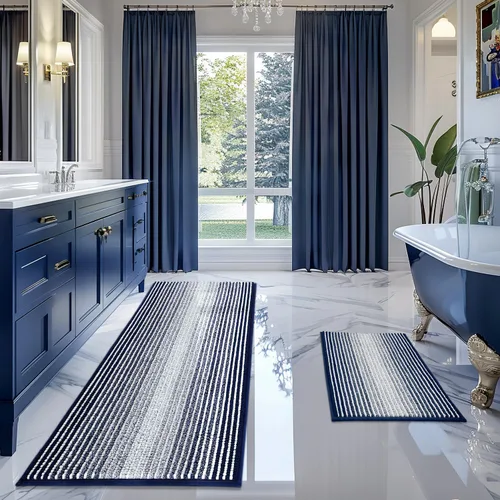Miniatura 104 de BSICPRO Juegos de Alfombras y Tapetes para Baño, Juego de Alfombra de Baño de Felpilla Gruesa Absorbente de 2 Piezas Antideslizante, Tapetes Suaves