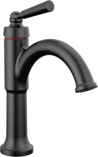 Delta Faucet Saylor - Grifo de baño negro mate, grifo de baño de un solo agujero, grifo de lavabo de baño de una sola manija, tecnología de sello de