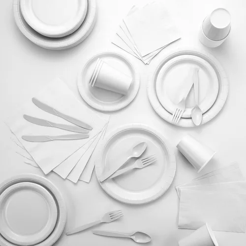 Miniatura 7 de Amcrate Platos llanos de papel blancos, platos de papel desechables de 8 1/2 pulgadas, platos desechables fuertes y resistentes para fiestas, cenas
