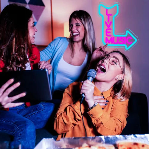 Miniatura 5 de Letreros de neón de música en vivo, luz de neón LED para decoración de pared, letrero iluminado para decoración de la cueva del hombre, cerveza