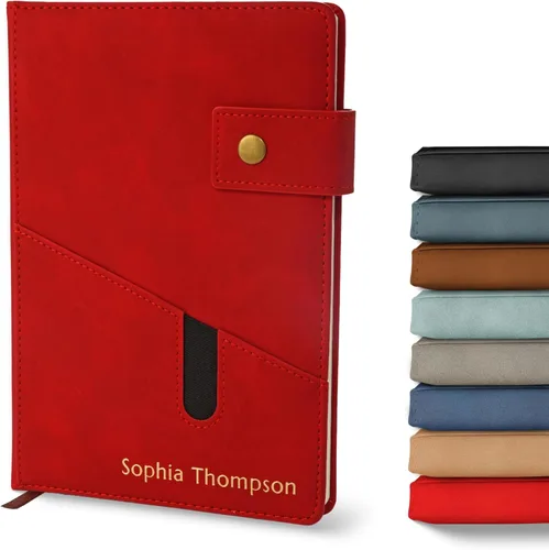 Miniatura 9 de Promot Cuaderno Personalizado - Diario en Cuero A5 con Páginas Rayadas para Hombres y Mujeres - Cuaderno Ejecutivo de Tapa Dura, Diario Diario