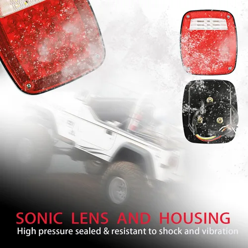 Miniatura 4 de Wellmax 2 luces traseras LED universales de 12 V con 38 LED rojos y blancos, luces de parada, giro, trasera, respaldo y señal