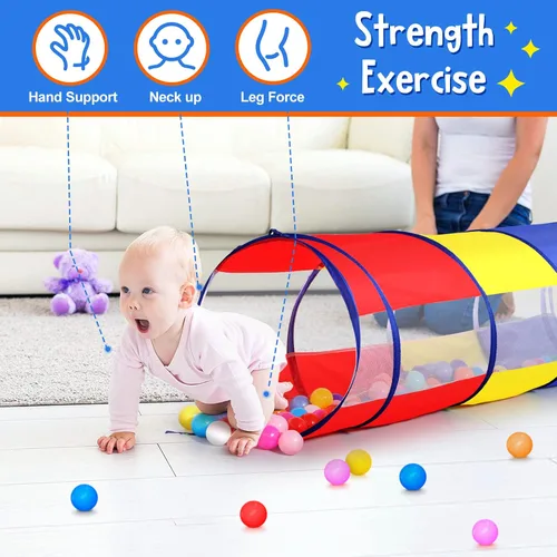 Miniatura 3 de Túnel de juego para niños pequeños, tienda de campaña desplegable para bebés, niños o perros con 2 lados de malla, juguetes de túnel para niños