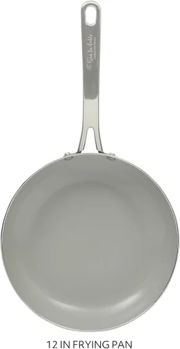Miniatura 3 de Sur La Table Kitchen Essentials Potluck Porch Sartén para Freír Profunda de 12 Pulgadas Sartén de Aluminio Libre de PFA Utensilios de Cocina de Negro