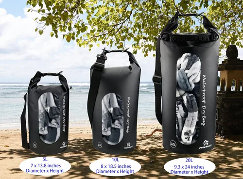 Miniatura 2 de Freegrace - Juego de 3 bolsas secas impermeables, bolsa seca con 2 cierres y correa de hombro desmontable; bolsa de cintura y funda para teléfono