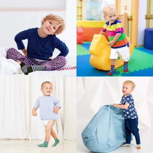Miniatura 2 de Calcetines SkiBeaut para niño 12 pares de calcetines antideslizantes para niño calcetines de algodón con adherencia para niños de 1-3 3-5 5-7 años
