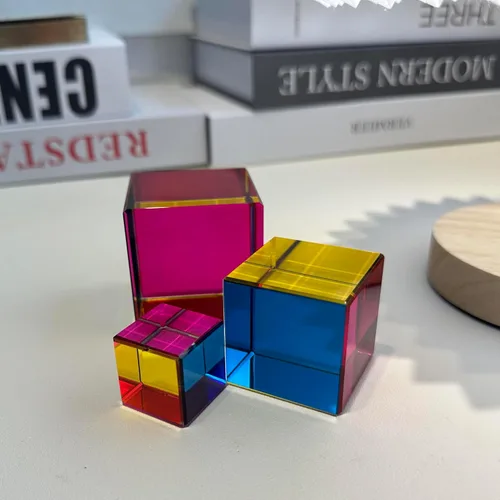 Miniatura 7 de Cubo de colores mezclados con soporte de exhibición pulido de diamante, juguetes científicos y educativos, magníficos juguetes de física Juguete