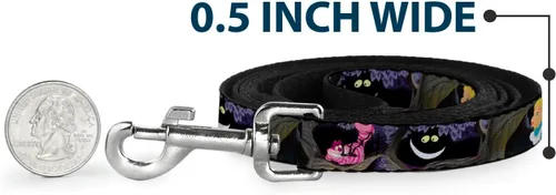 Miniatura 4 de Correa para mascotas con hebilla – Escenas de Alicia y el gato Cheshire – 4 pies de largo – 1" de ancho