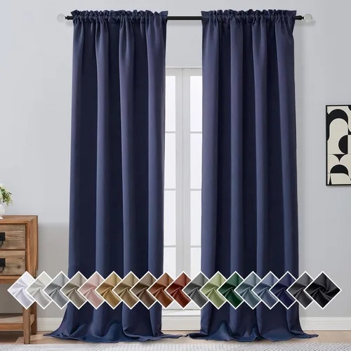 Miniatura 110 de OVZME Cortinas opacas turquesa para tratamiento de ventanas pequeñas, cortinas cortas con bloqueo de luz para ventana de cocina sobre el fregadero