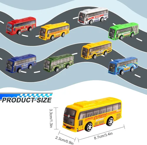 Miniatura 2 de Juego de 16 piezas de vehículos de autobús urbano con tracción trasera, mini autos para niños pequeños, vehículos de carreras impulsados por