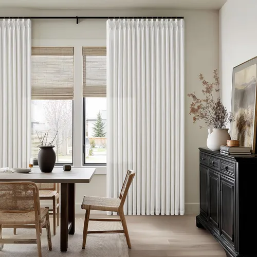 Miniatura 24 de TWODRAPES Cortinas de Lino Plisadas con Pinza Beige Blancas de 54 Pulgadas de Largo 2 Paneles para Comedor Cocina Dormitorio Plisadas Semi