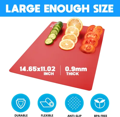 Miniatura 2 de Goodluck 4 tablas de cortar flexibles, tablas de cortar de plástico sin BPA para cocina, alfombrilla de corte antideslizante para carne y verduras
