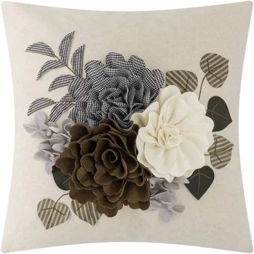 JWH Funda de almohada decorativa con diseño de flores en 3D, funda de almohada estética con acento floral, funda de almohada colorida hecha a mano
