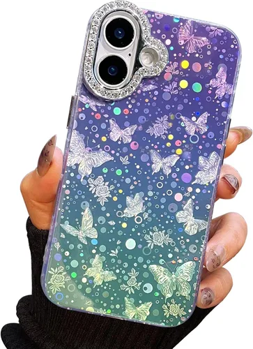Miniatura 113 de I-MGAE-IN-AR Funda compacta para iPhone 11, diseño de mariposa, marco de protección de lente de cámara con diamante 3D, bonitas fundas protectoras