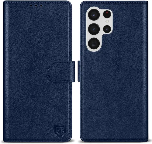 ZZXX Funda tipo cartera para Samsung Galaxy S22 Ultra con bloqueo RFID, ranura para tarjetas, función atril, cierre magnético, funda protectora de