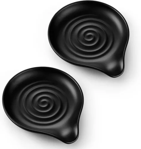 Miniatura 17 de Herogo - Soporte de cuchara de acero inoxidable negro para estufa de cocina, soporte grande para espátula de cocina con parte inferior cuadrada