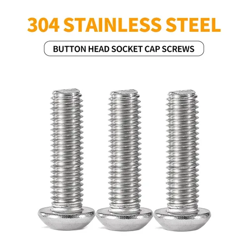 Miniatura 5 de Tornillos de cabeza de botón M6-0.039 x 1.969 in, acero inoxidable 304 18-8, accionamiento de enchufe Allen, Roscas de máquina completa, cantidad 10