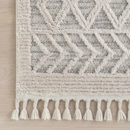Miniatura 4 de nuLOOM Alfombra de Área Ansley Marroquí con Borlas de 2 x 6 pies, Gris, diseño bohemio con textura alta-baja, pelo alto de felpa, resistente a